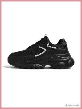 Chunky Fashion Sneakers Dad Walking Shoes Lace Up Platform